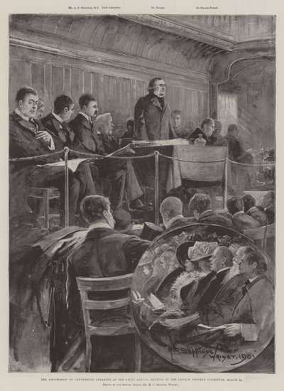 El Arzobispo de Canterbury hablando en la Quinta Reunión Anual del Comité de Defensa de la Iglesia, 22 de marzo de Henry Charles Seppings Wright